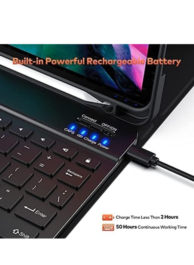 ELTRAZONE Arabic and English Keyboard Case for iPad Pro 11 inch 3rd Generation 2021 / iPad Pro 11-inch 2020 &2018, iPad Air 4th Gen, Lightweight Cover with Detachable Keyboard& Pencil Holder(iPad Pro 11, Black) - Image 4