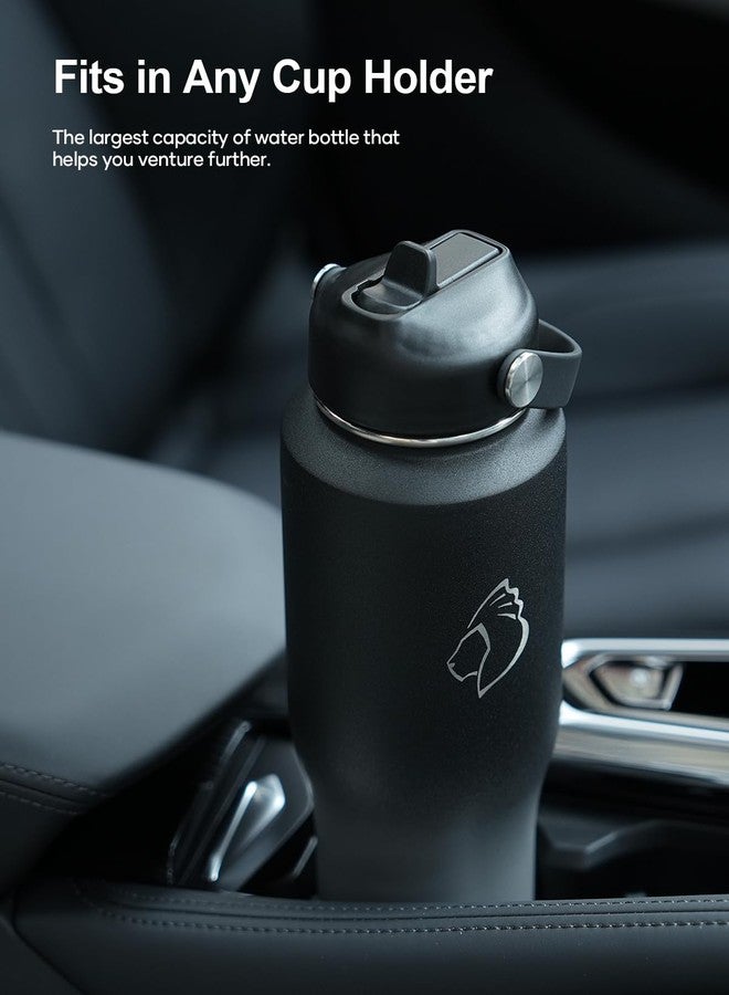 BUZIO Stainless Steel Water Bottle Vacuum Insulated (Cold for 48 Hrs, Hot for 24 Hrs),32oz Tumbler Travel Flask with Straw Lid and Flex Cap, Fit in Any Car Cup Holder - Image 2