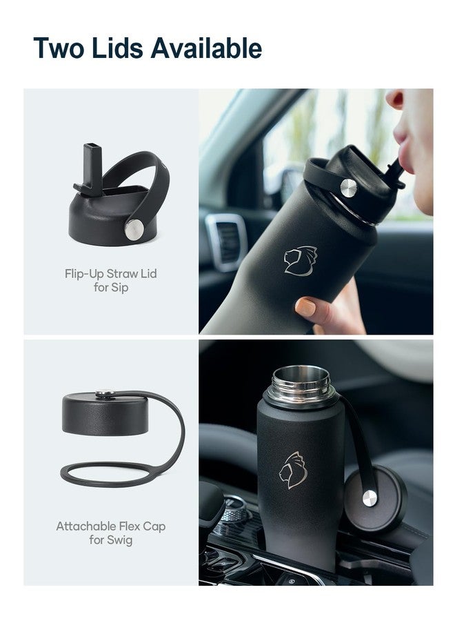 BUZIO Stainless Steel Water Bottle Vacuum Insulated (Cold for 48 Hrs, Hot for 24 Hrs),32oz Tumbler Travel Flask with Straw Lid and Flex Cap, Fit in Any Car Cup Holder - Image 4