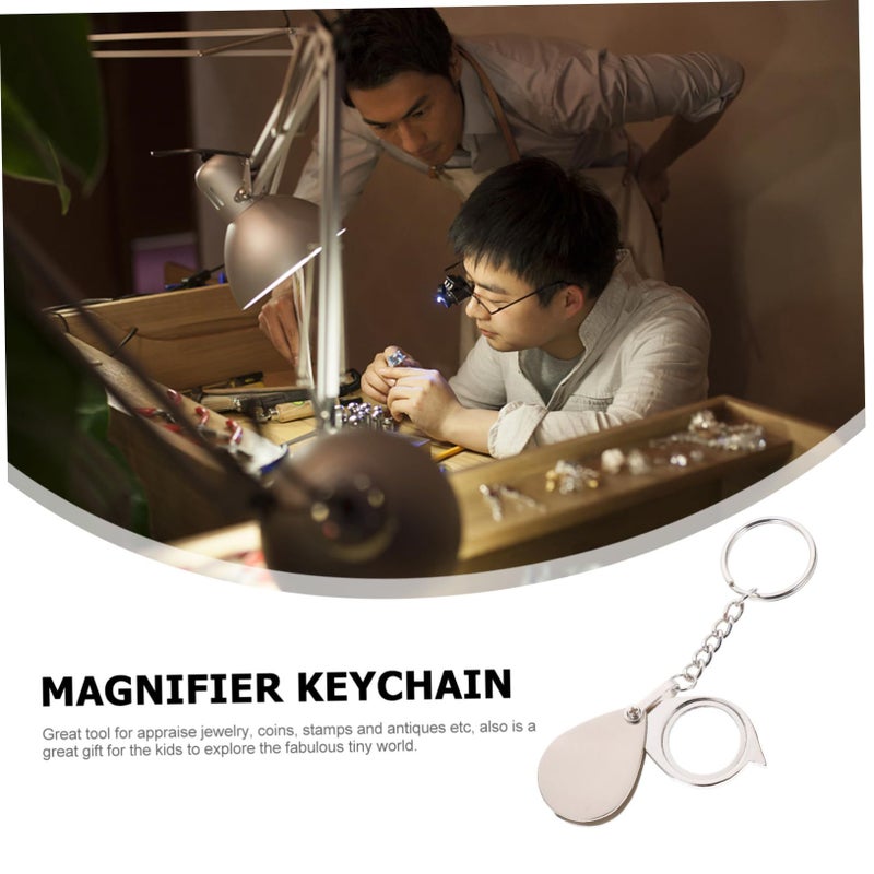 Mini Foldable Loupe Magnifier Keychain Portable Optical Glass Lens For Jewelry Coins Stamps Outdoor Exploration With Retractable Design - Image 3
