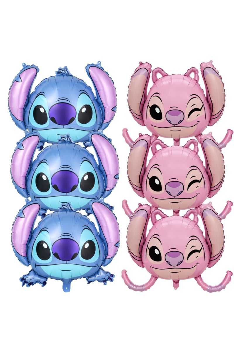 As picture As picture MIX-6PCS 6Pcs/Pack Stitch Balloons Set Boy Girl Birthday Party Decorations Alu