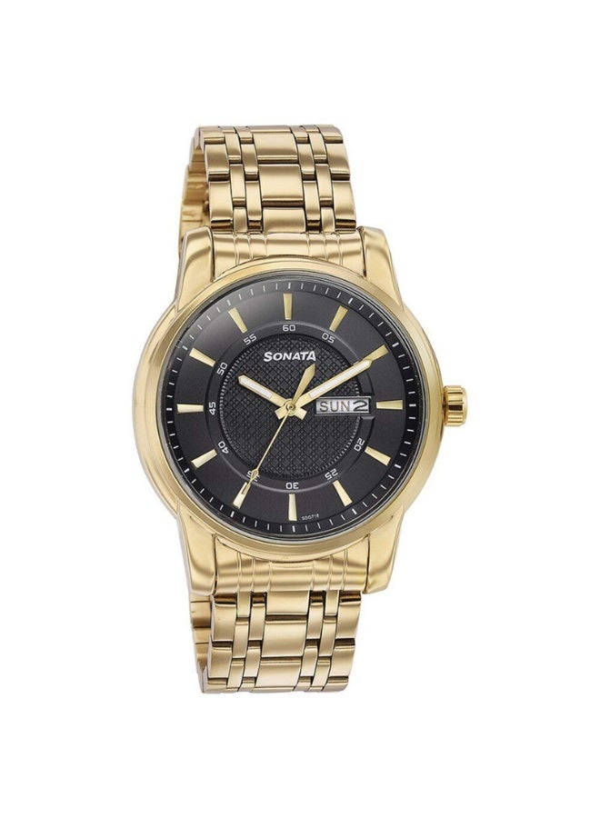 Sonata 77141YM01 Men's Watch – Black Dial, Gold-Tone Stainless Steel Strap, Quartz Movement, 3 ATM Water Resistance - Image 2