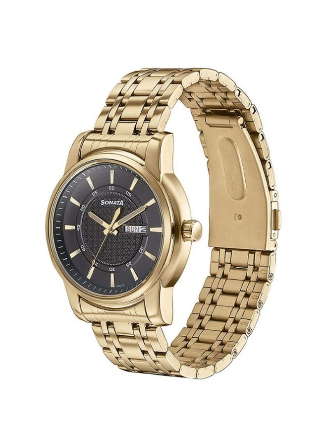 Sonata 77141YM01 Men's Watch – Black Dial, Gold-Tone Stainless Steel Strap, Quartz Movement, 3 ATM Water Resistance - Image 3