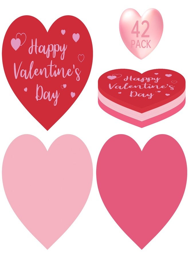 Litmitfu 42 Pack Happy Valentines Napkins - Valentine Day Heart Napkin, Red Pink Heart Shape Disposable Luncheon Dinner Paper Napkins Set for Valentines Day Party Supplies Favors Table Decorations, 3 Styles - Image 1