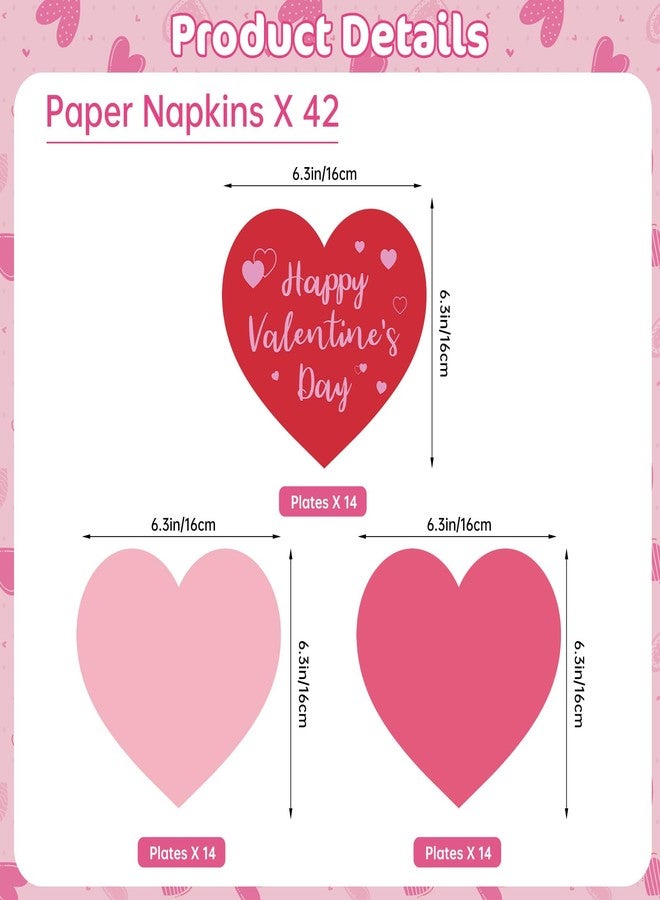 Litmitfu 42 Pack Happy Valentines Napkins - Valentine Day Heart Napkin, Red Pink Heart Shape Disposable Luncheon Dinner Paper Napkins Set for Valentines Day Party Supplies Favors Table Decorations, 3 Styles - Image 3