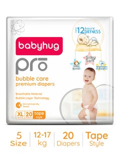 babyhug Babyhug Pro Bubble Care Premium Tape Style Diapers, Size 5, Extra Large - 20 Pieces 