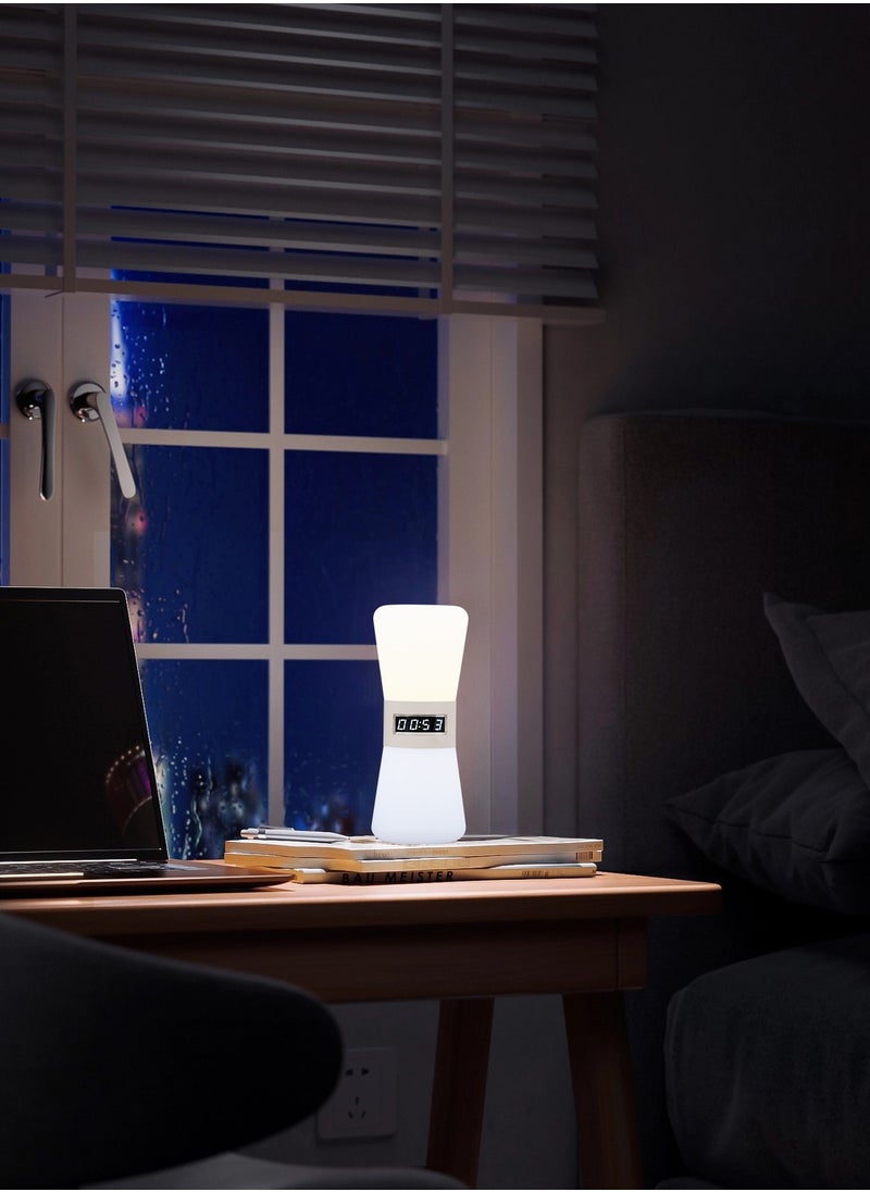 Ayeeb - Sand Feeling Intelligent Yogic Automatic Hourglass (SFIYAH) Stress-Free Adjustable 1-100 Minutes Countdown Silent Clock Timer LED Table Night Light, Modern Dubai Nomad Style Home Decor, Auto Gravity-Sensing Light Soft Glow with Mini LED Digital Display, Lightweight Matt Texture Baby-Safety Material, Portable Cordless Type-C Rechargeable, for Dining, Yoga, Meditation, Tough Task Focus, Studying, Writing, Homework, Sleep Aid Soother, Cooking, Training, ADHD - Image 1