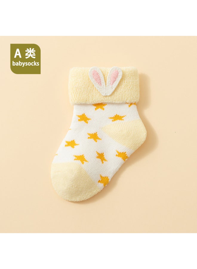 Of Newborn Baby Autumn And Winter Type A Cotton Baby Terry Fleece-lined Thickeneded 0-6 Months Mid-tube Floor Socks