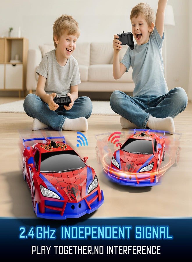 Qumcou Spider Toys, One-Button Transform Superhero Remote Control Car, 2.4Ghz RC Cars, 360° Spin 1:16 Scale Car Toys, Shining Red and Blue Light, Birthday Gifts for 3 4 5 6 7 8 9 10 Years Old Boys - Image 4