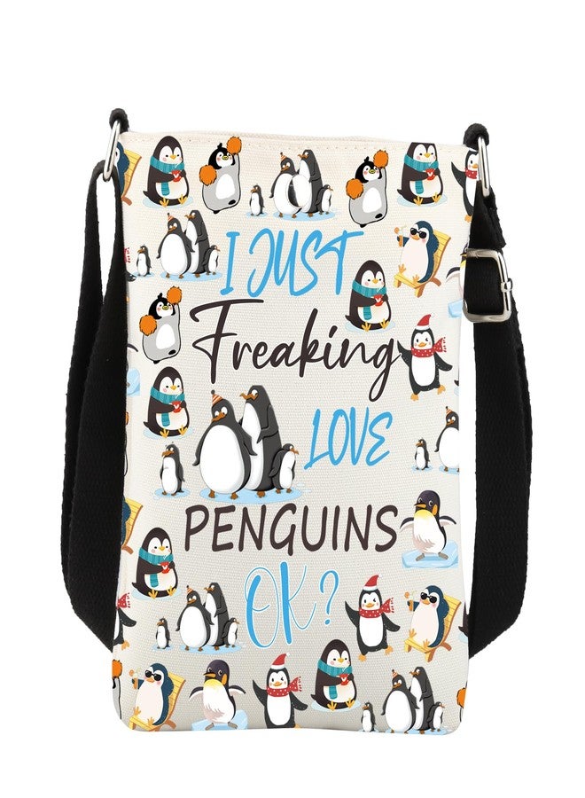 BNQL Penguin Crossbody Bag Penguin Gifts for Penguin Lovers Funny Penguin Gift I Just Freaking Love Penguins Ok Penguin Sling Bag - Image 1