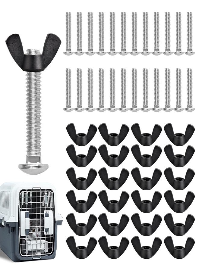 AccEncyc Pet Carrier Fasteners Kennel Replacement M6 Bolts and Butterfly Nuts for Plastic Cat Crate and Dog Crate Dog Kennel Accessories Cat Cage Carrier Parts (24 Set) - Image 1