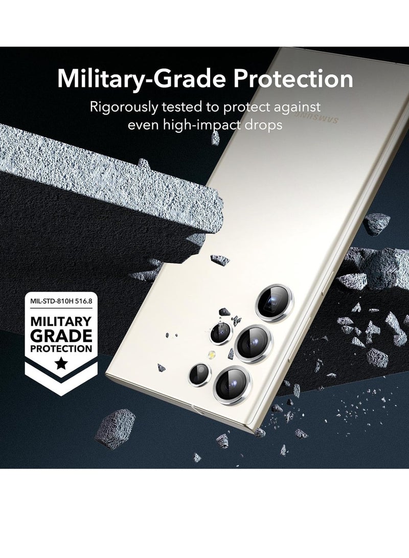 إلترازون واقي عدسة الكاميرا Samsung Galaxy S24 Ultra، واقيات عدسات فردية، زجاج مقوى رفيع للغاية مقاوم للخدش مع حواف من الألومنيوم، جراب Galaxy S24 Ultra، مجموعة واحدة، فضي - Image 3