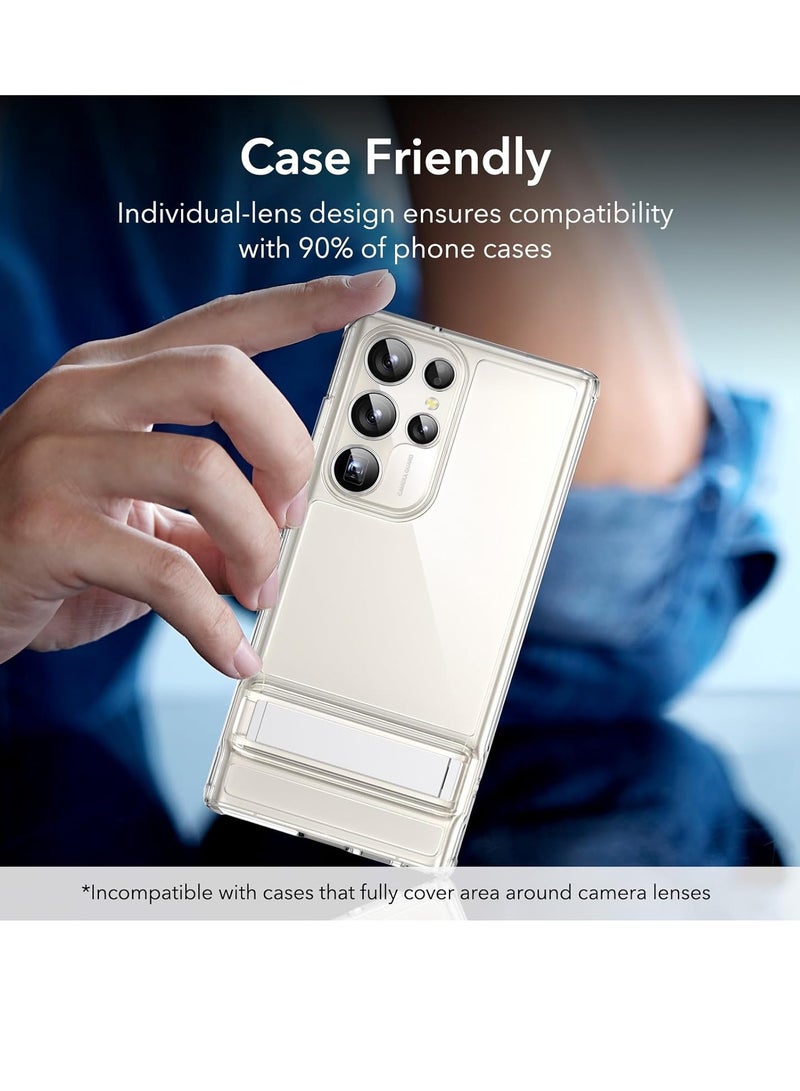 إلترازون واقي عدسة الكاميرا Samsung Galaxy S24 Ultra، واقيات عدسات فردية، زجاج مقوى رفيع للغاية مقاوم للخدش مع حواف من الألومنيوم، جراب Galaxy S24 Ultra، مجموعة واحدة، فضي - Image 5