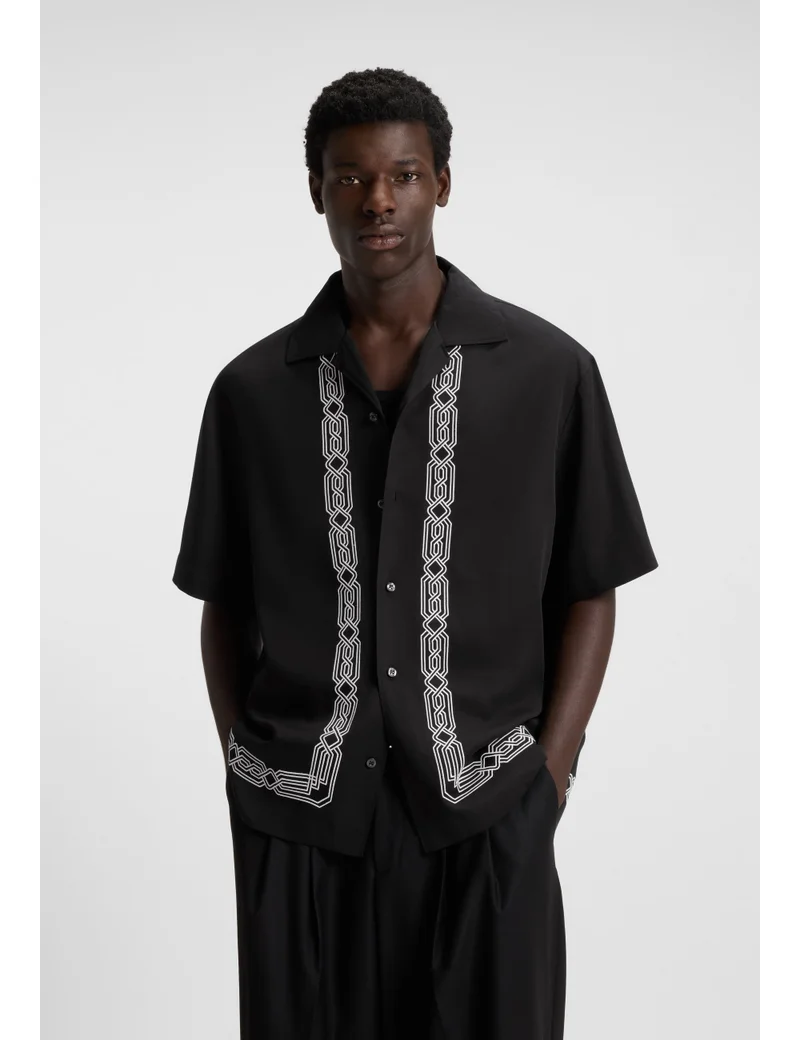 HUGO Oversized-fit shirt with embroidered pattern