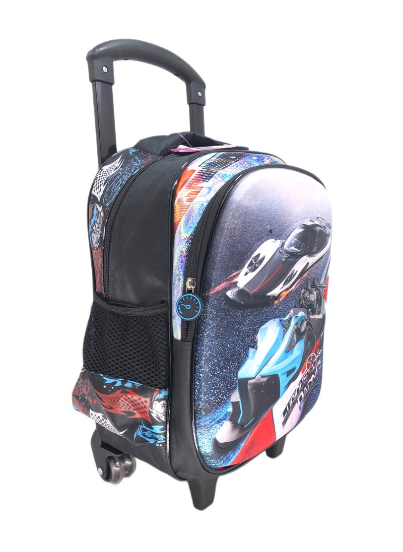 i-kola - Black 3D EVA School Trolley Character-themed Backpack for Boys with Lunch Bag and Pencil Case - Convenient, Stylish, and Organized - Image 1