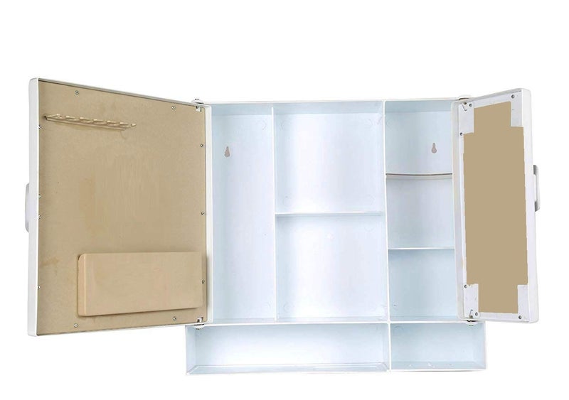 Epraiser Epraiser ABS Unbreakable ZBF 109 Bathroom Double Mirror Double Door Cabinet with Storage ChestShelves Extra Shelf17X4X16 Plastic Wall Shelf White - Image 3