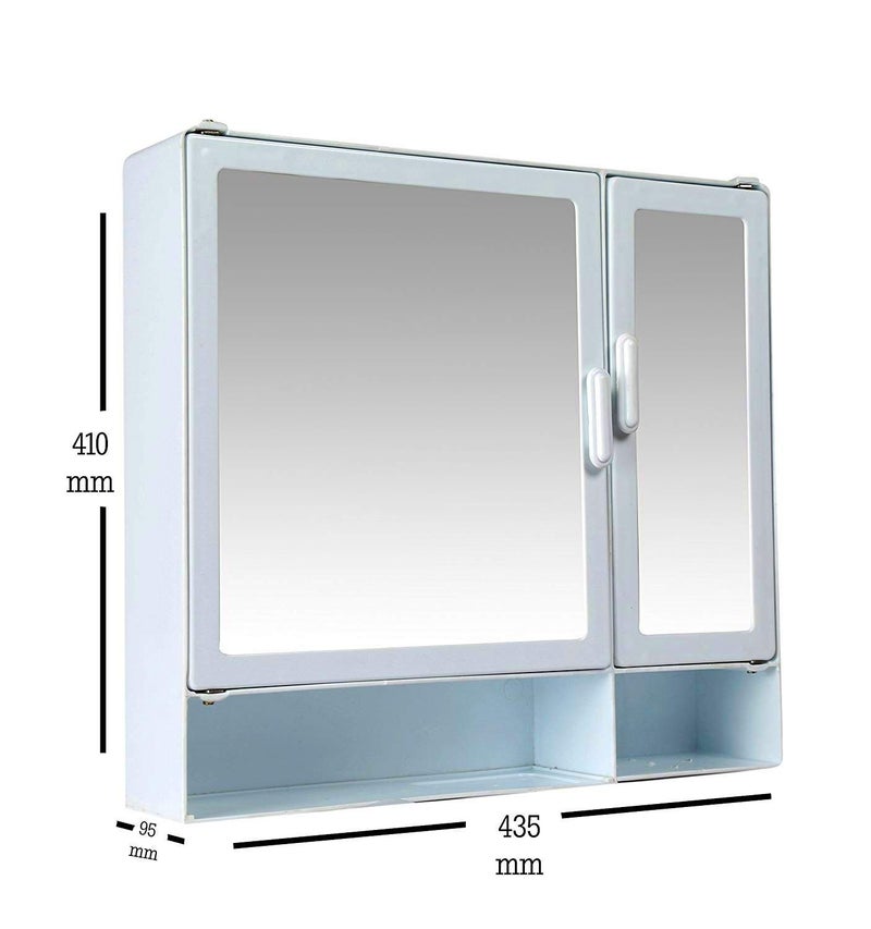 Epraiser Epraiser ABS Unbreakable ZBF 109 Bathroom Double Mirror Double Door Cabinet with Storage ChestShelves Extra Shelf17X4X16 Plastic Wall Shelf White - Image 2