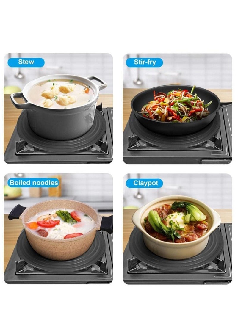 Heat Diffuser For Gas Stovetop Pot Cookware Protection Stove Diffuser Fast Defrosting Round Tray Multifunctional Thawing Conducting Simmer Plate 24Cm With Foldable Handle