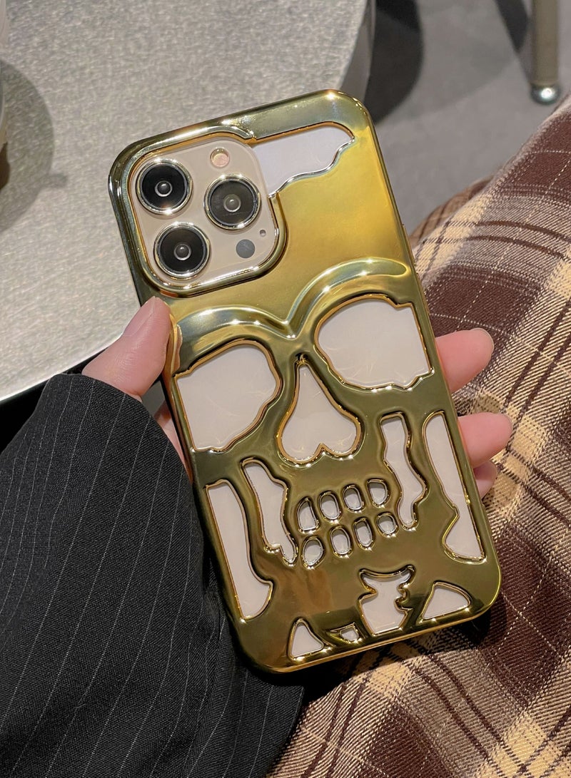 Color Fans Electroplating Skull iPhone 13 Pro Max Case 6.7 inch Gold - Image 2