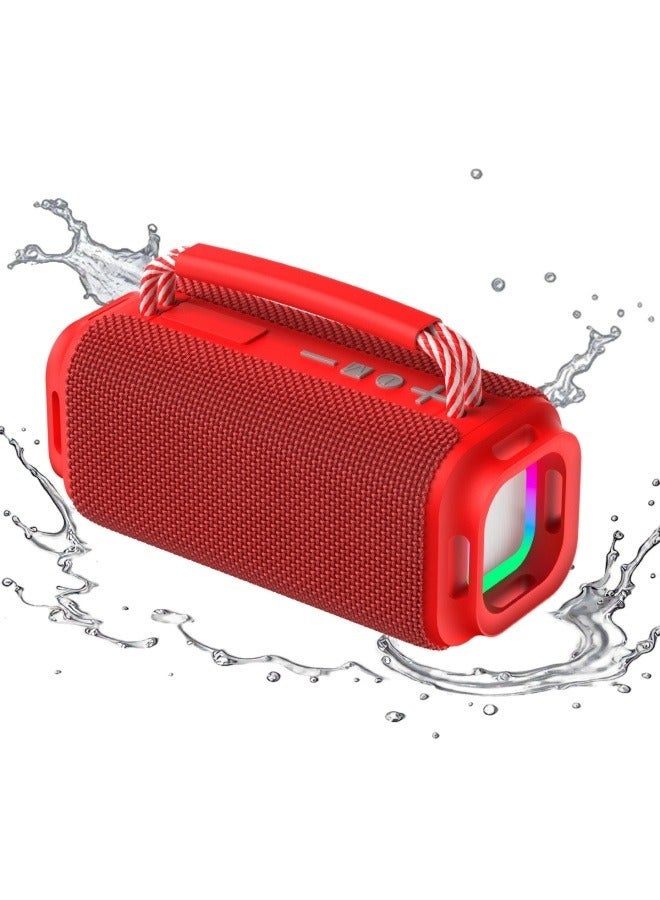 Portable Wireless Bluetooth Speaker with HD Sound, Bluetooth 5.4, 15W Dual Speaker, 16H Playtime, IPX7 Waterproof and Drop-Proof, TWS Pairing, for Outdoor/Home/Party/Beach (Square) - Red - Image 1