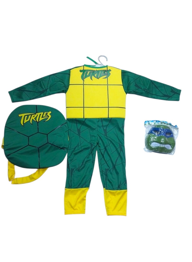 Ninja Turtles Costume with Fabric Mask and Soft Shell – Size L for Ages 6 to 8 Years - Image 1