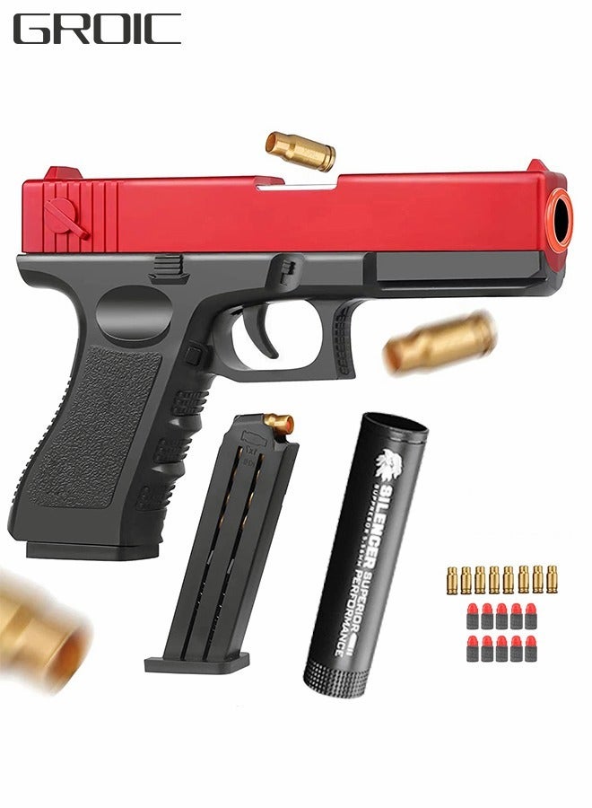 GROIC مسدس رصاص ناعم، مسدس لعبة رصاص ناعم بقذف القذائف، مسدس لعب رصاص ناعم بقاذف رغوي، مع رصاص ناعم وحركة سحب للخلف، ألعاب مسدس للأطفال - Image 1