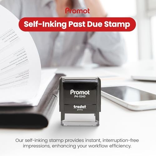 Promot Past Due Self Inking Rubber Stamp - Refillable Stampers for Office - Business, Accounting, Bookkeeping, Coding, Legal, Notary, Work, Ordering, Inventory, Check, Accounts Payable Stamp - Red Ink - Image 2