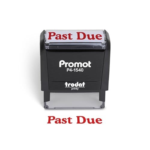 Promot Past Due Self Inking Rubber Stamp - Refillable Stampers for Office - Business, Accounting, Bookkeeping, Coding, Legal, Notary, Work, Ordering, Inventory, Check, Accounts Payable Stamp - Red Ink - Image 1
