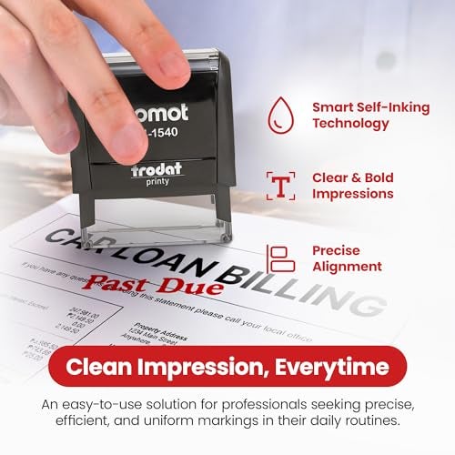 Promot Past Due Self Inking Rubber Stamp - Refillable Stampers for Office - Business, Accounting, Bookkeeping, Coding, Legal, Notary, Work, Ordering, Inventory, Check, Accounts Payable Stamp - Red Ink - Image 3