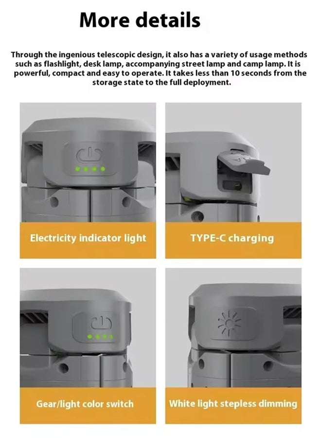 JCB CHIC Multifunctional Camping Light 4 in1 USB Rechargeable Outdoor Hiking Camping Fishing Flashlight,8000mAH Telescopic Camping Lamp Waterproof 8  Modes Dimmable For Outdoor Hiking Emergency Survival - Image 4