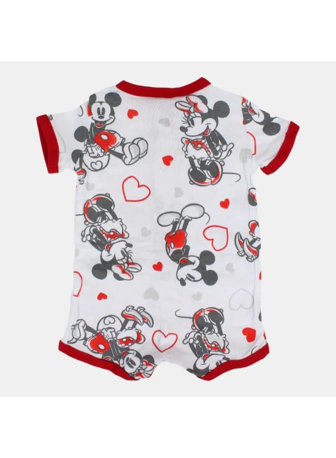 carter's Baby Girls Cotton Romper – White with Minnie Mouse Print - Image 2