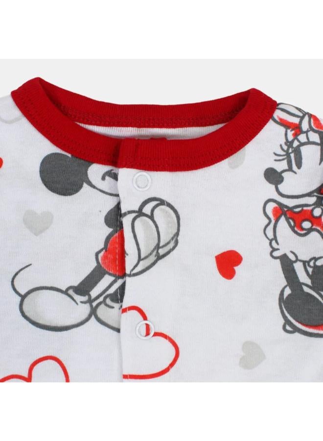 carter's Baby Girls Cotton Romper – White with Minnie Mouse Print - Image 3