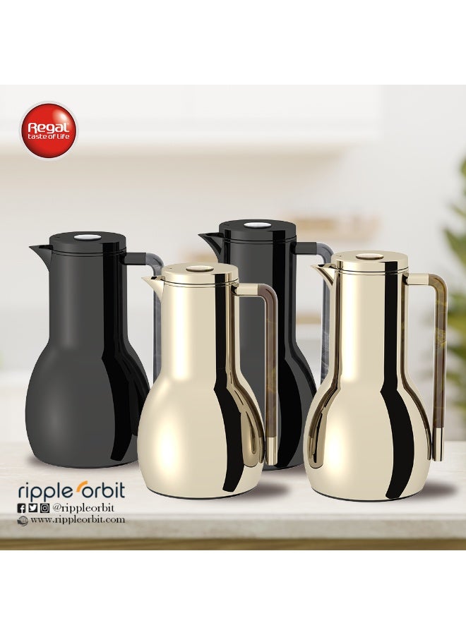 ريجال من Ripple – طقم ترمس فاكيوم مكون من قطعتين (0.7 لتر + 1.0 لتر) | جسم من الستانلس ستيل ببطانة زجاجية | عزل حراري مزدوج - Image 4