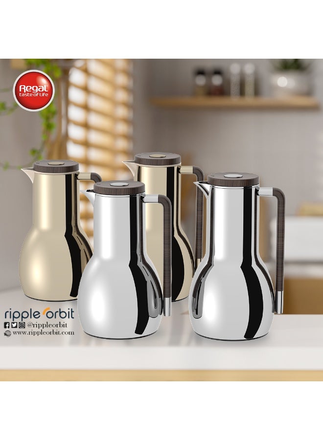 ريجال من Ripple – طقم ترمس فاكيوم مكون من قطعتين (0.7 لتر + 1.0 لتر) | جسم من الستانلس ستيل ببطانة زجاجية | عزل حراري مزدوج - Image 3