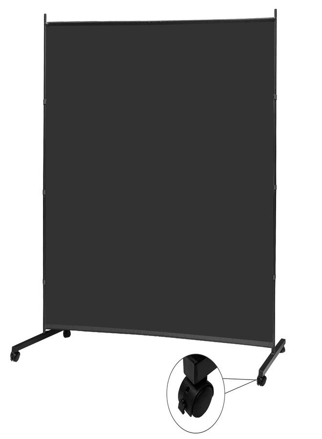 MAYOLIAH Large Single Panel Room Divider on Wheels, 71”W x 75”H Rolling Privacy Screen, Portable Wall Divider for Home Office Partition, Black - Image 1