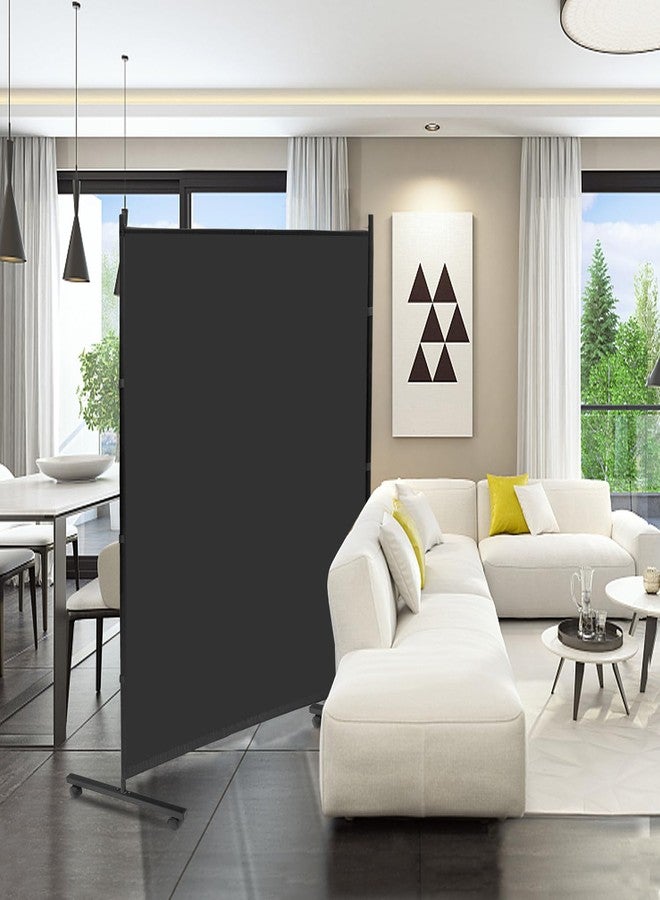 MAYOLIAH Large Single Panel Room Divider on Wheels, 71”W x 75”H Rolling Privacy Screen, Portable Wall Divider for Home Office Partition, Black - Image 3