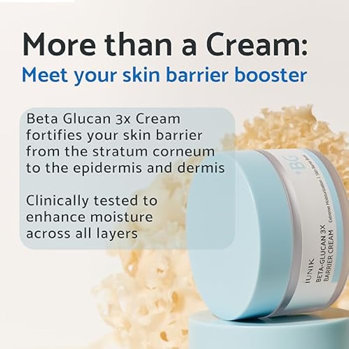 IUNIK Beta-Glucan Non-Sticky Deep Moisture Hydration 3x Barrier Cream Day&Night Moisturizer Quick Absorption Barrier Strengthening for Sensitive Dry Skin with Shea Butter Panthenol Korean Skincare - Image 5