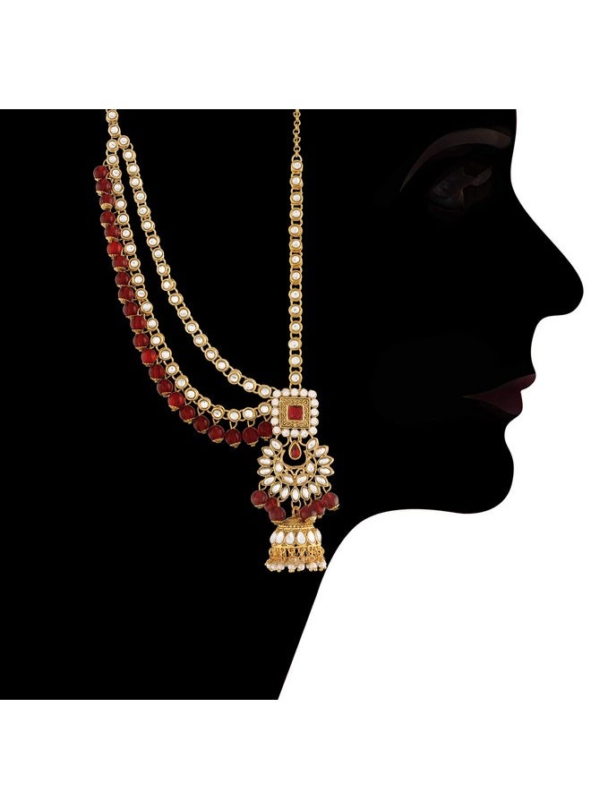 I Jewels I Jewels Gold Plated Traditional Handcrafted Faux Kundan Bridal Jewellery Set For Women (BLP026M)  - Image 5
