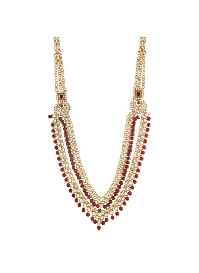 I Jewels I Jewels Gold Plated Traditional Handcrafted Faux Kundan Bridal Jewellery Set For Women (BLP026M)  - Image 3