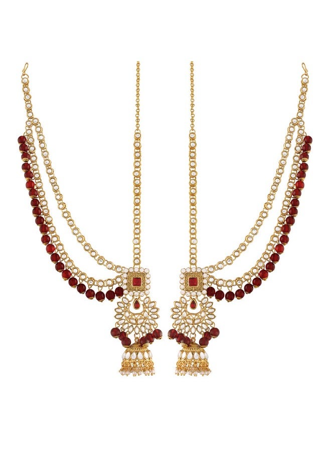 I Jewels I Jewels Gold Plated Traditional Handcrafted Faux Kundan Bridal Jewellery Set For Women (BLP026M)  - Image 4
