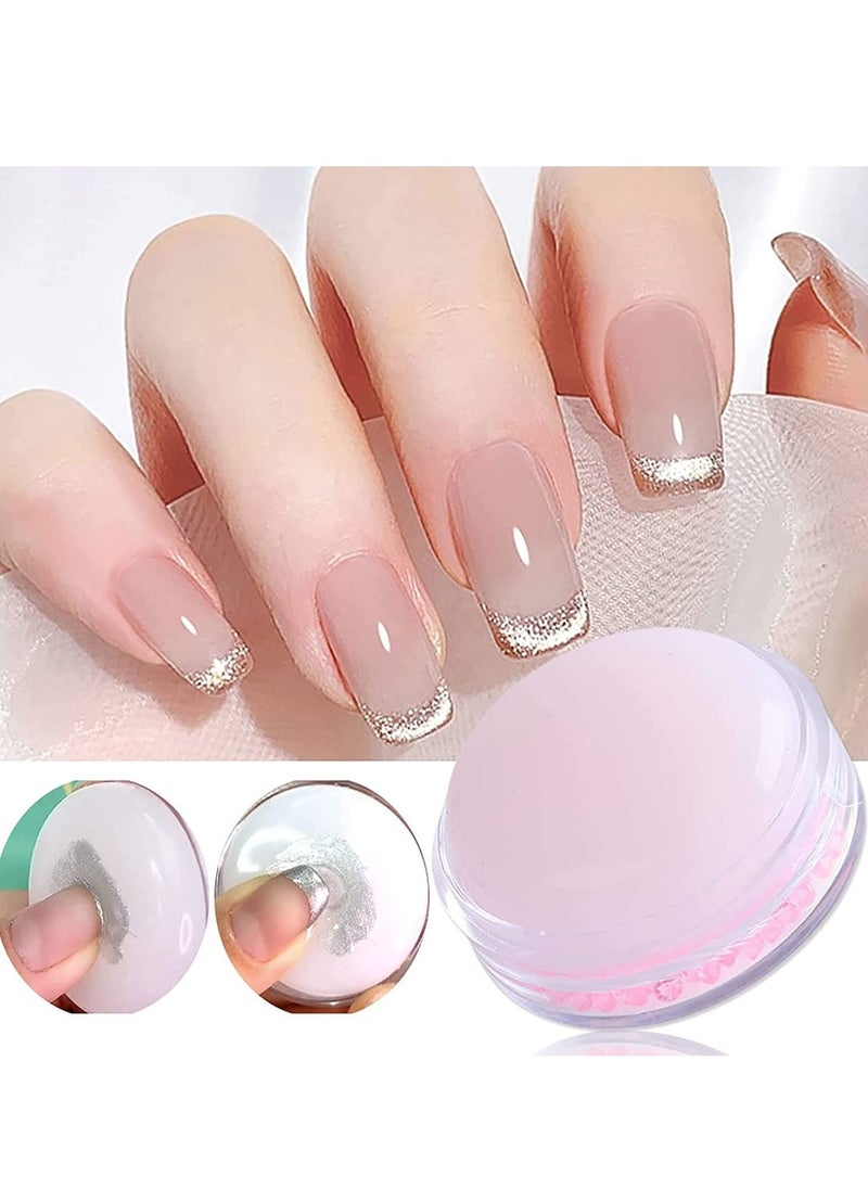 Excefore French Nail Stamper Silicone Art Pink Tip Stamp Jelly Head Manicure Tools 100-Time Using Soft Kit DIY  - Image 1