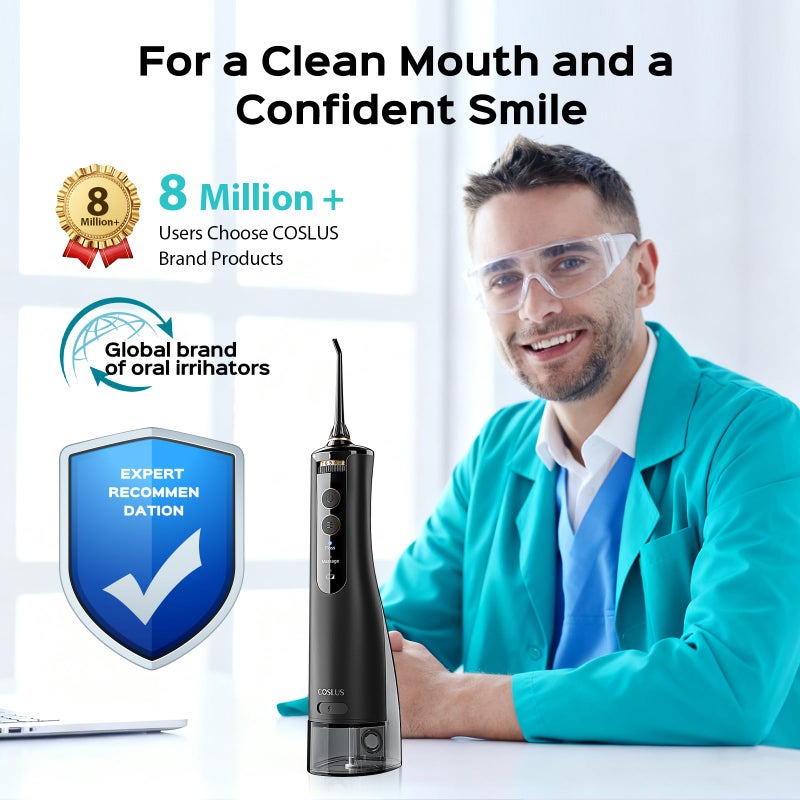 COSLUS Portable Water Flosser for Teeth: 10 Pressure Settings Professional Water Dental Pick for Orthodontic, Braces & Sensitive Gums - Cordless for Travel Use, for Adults Teens, BPA-Free, E40 - Image 5