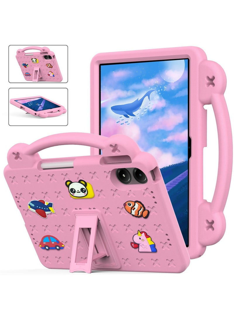 Fankalo حافظة أطفال لجهاز Xiaomi Redmi Pad Pro/ Xiaomi Poco Pad 12.1 بوصة 2024، حافظة خفيفة الوزن ومضادة للصدمات مع حامل قلم، قاعدة مقبض، وردي - Image 1