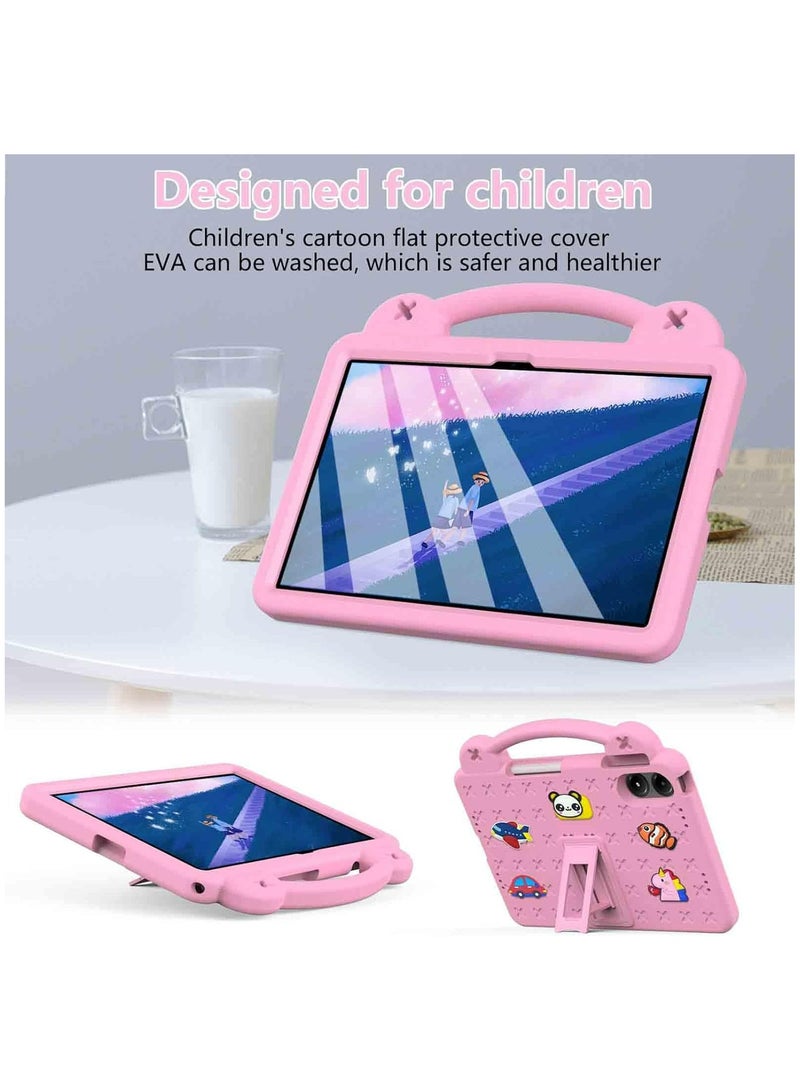Fankalo حافظة أطفال لجهاز Xiaomi Redmi Pad Pro/ Xiaomi Poco Pad 12.1 بوصة 2024، حافظة خفيفة الوزن ومضادة للصدمات مع حامل قلم، قاعدة مقبض، وردي - Image 3