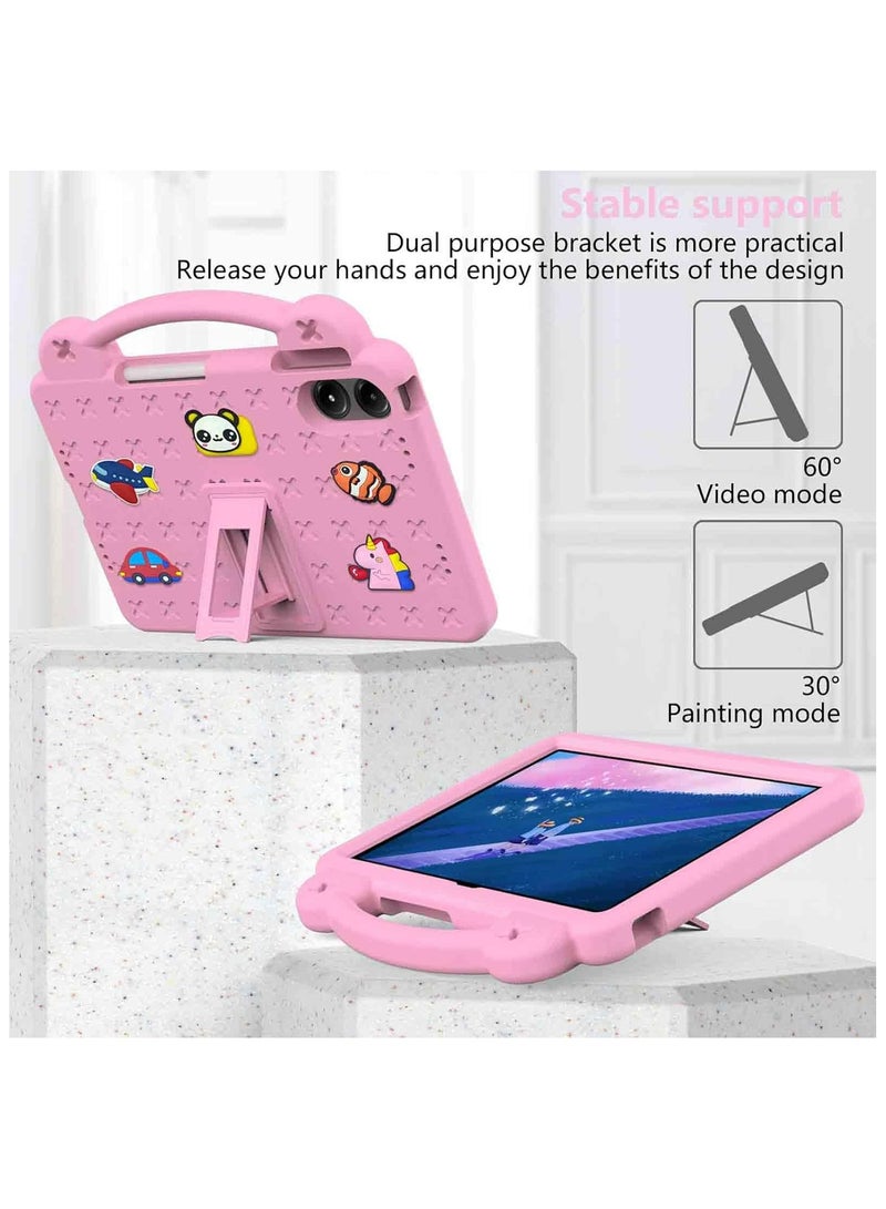 Fankalo حافظة أطفال لجهاز Xiaomi Redmi Pad Pro/ Xiaomi Poco Pad 12.1 بوصة 2024، حافظة خفيفة الوزن ومضادة للصدمات مع حامل قلم، قاعدة مقبض، وردي - Image 4