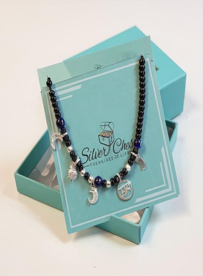 Silver Chest 925 Pure Silver Nazariya for Baby Girl and Boy with Chand Suraj Haye Om and Evil Eye Protection | Adjustable Size Pure Cotton Thread Silver Nazaria | Best Gift for Kids Pack of 1 - Image 5