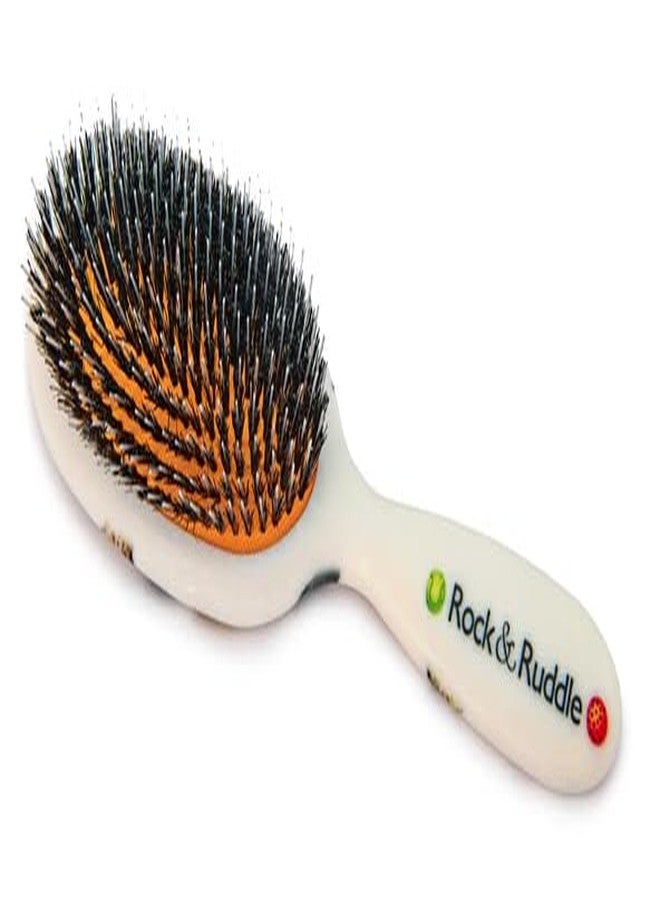 Rock & Ruddle Natural Mixed Boar Bristle Hair Brush for Women and Kids (Small/Travel Size, 17.5cm) - Perfect for Wet or Dry Hair, Detangling Smoothing Blowdrying - Made in UK - Darling Dogs - Image 3