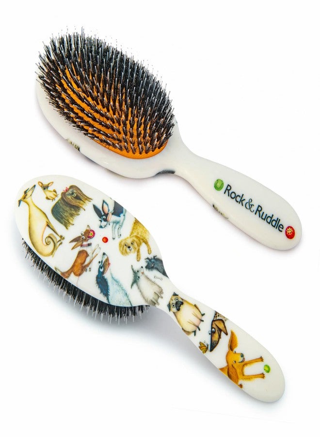 Rock & Ruddle Natural Mixed Boar Bristle Hair Brush for Women and Kids (Small/Travel Size, 17.5cm) - Perfect for Wet or Dry Hair, Detangling Smoothing Blowdrying - Made in UK - Darling Dogs - Image 1