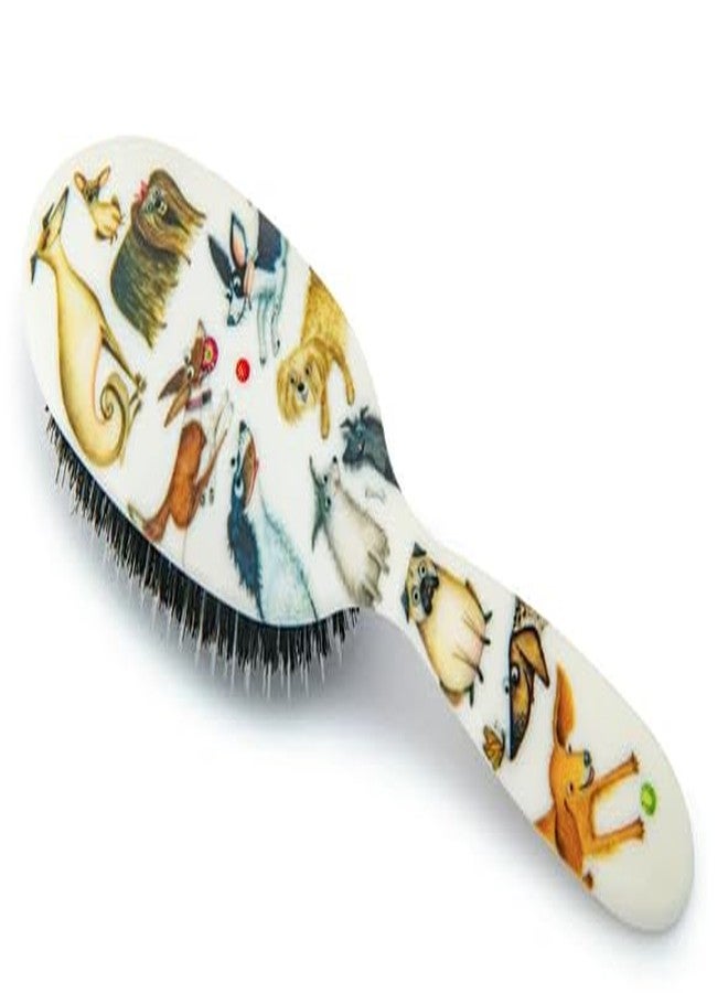 Rock & Ruddle Natural Mixed Boar Bristle Hair Brush for Women and Kids (Small/Travel Size, 17.5cm) - Perfect for Wet or Dry Hair, Detangling Smoothing Blowdrying - Made in UK - Darling Dogs - Image 2
