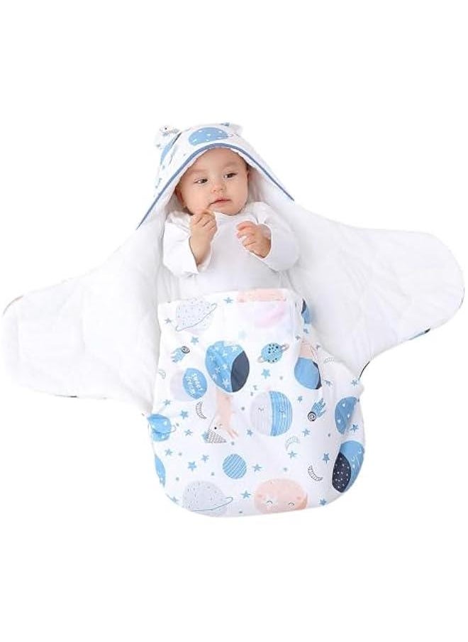 MIXDE Baby Hooded Swaddle Soft Baby Swaddle Wrap Winter Sleeping Bag for Newborn Cotton Baby Wrap Blanket Newborn Swaddle Sleeping Bag Pure Cotton Spring Autumn Winter for Boys and Girls  - Image 1